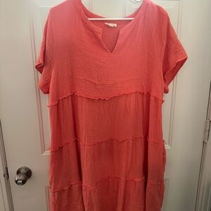 Coral Tiered Women Dress